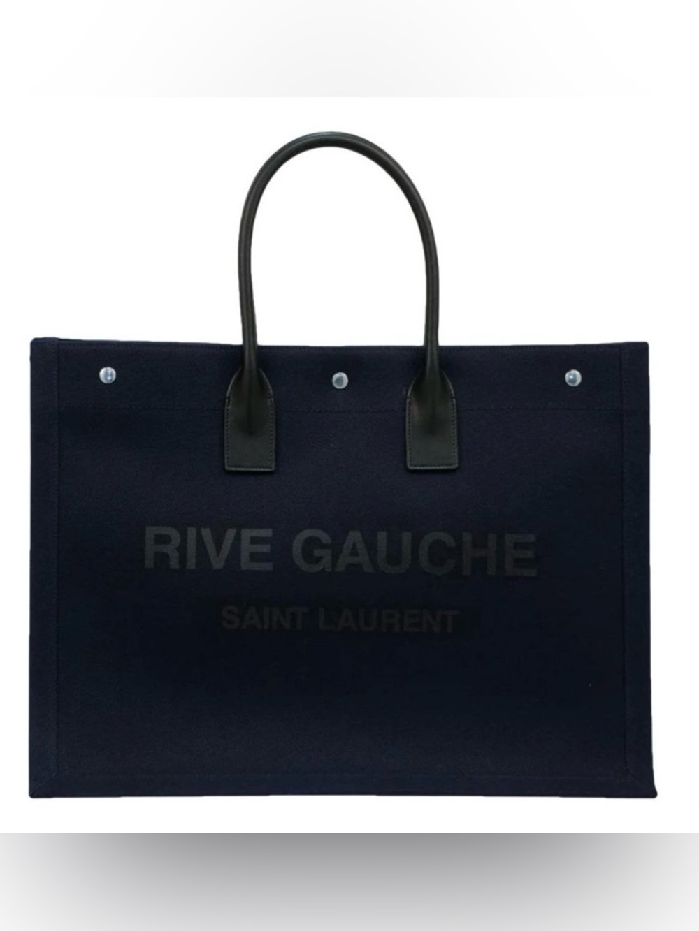 SAINT LAURENT Rive Gauche large leather and canvas tote bag